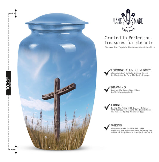 3 Inch Large Christ Urn in blue sky design