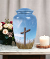 3 Inch Large Christ Urn in blue sky design