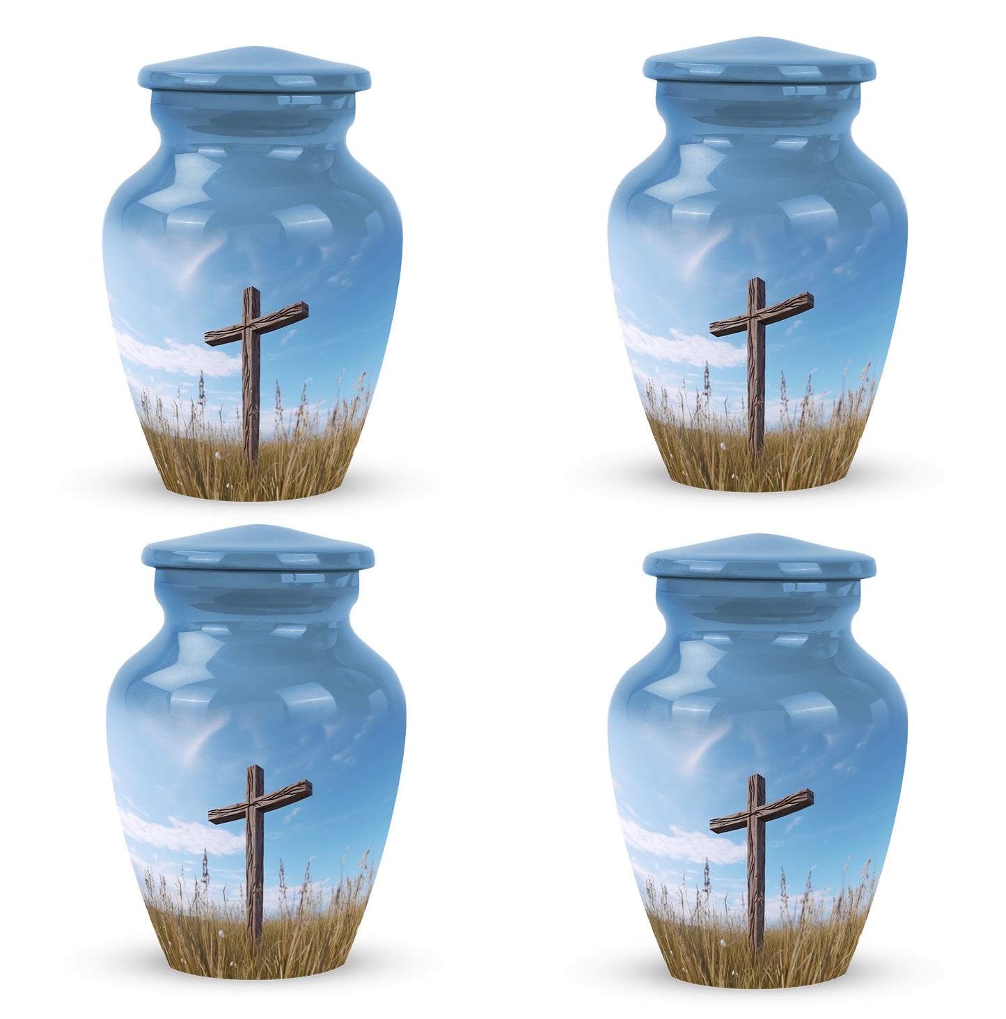 3 Inch Large Christ Urn in blue sky design