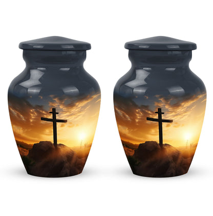 Classic 3-inch Crucifixion of Jesus Christ Urn for Human Ashes
