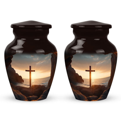 Ocean Jesus Cross 3 Inch Classic Aluminium Urn.