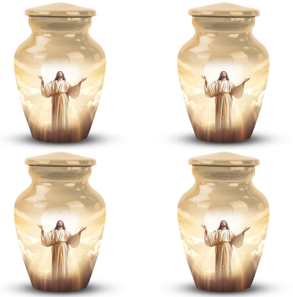 Jesus Christ cross cremation urn, classic 3-inch large urn.