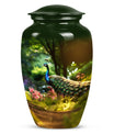 Classic 3 Inch Peacock Memorial Urn in Aluminium.