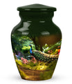 Classic 3 Inch Peacock Memorial Urn in Aluminium.
