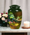Classic 3 Inch Peacock Memorial Urn in Aluminium.