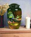 Classic 3 Inch Peacock Memorial Urn in Aluminium.