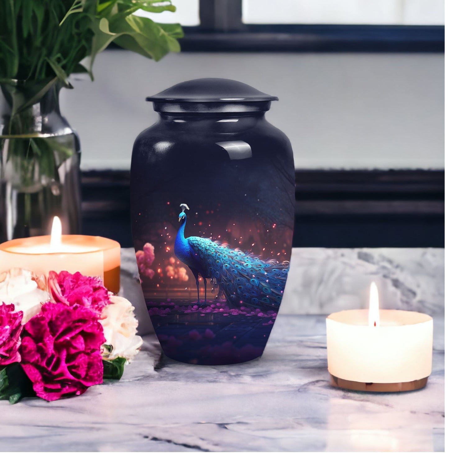 Classic Peacock Cremation Urn for Mom