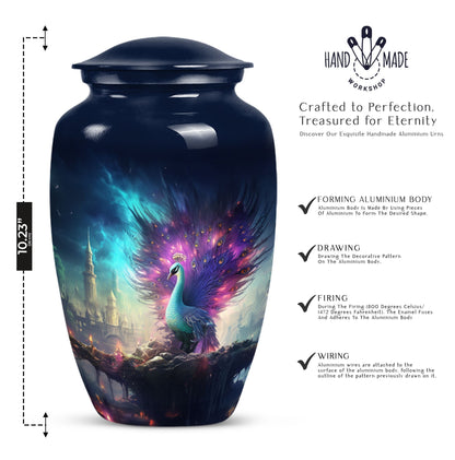 Peacock Memorial cremation urn in classic design for adults