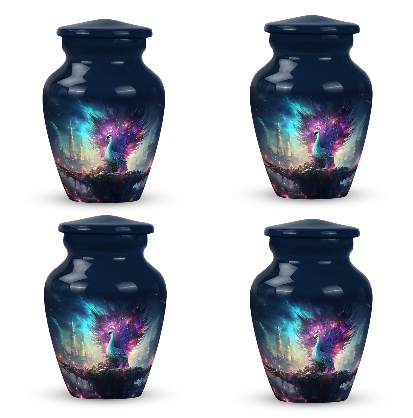 Peacock Memorial cremation urn in classic design for adults