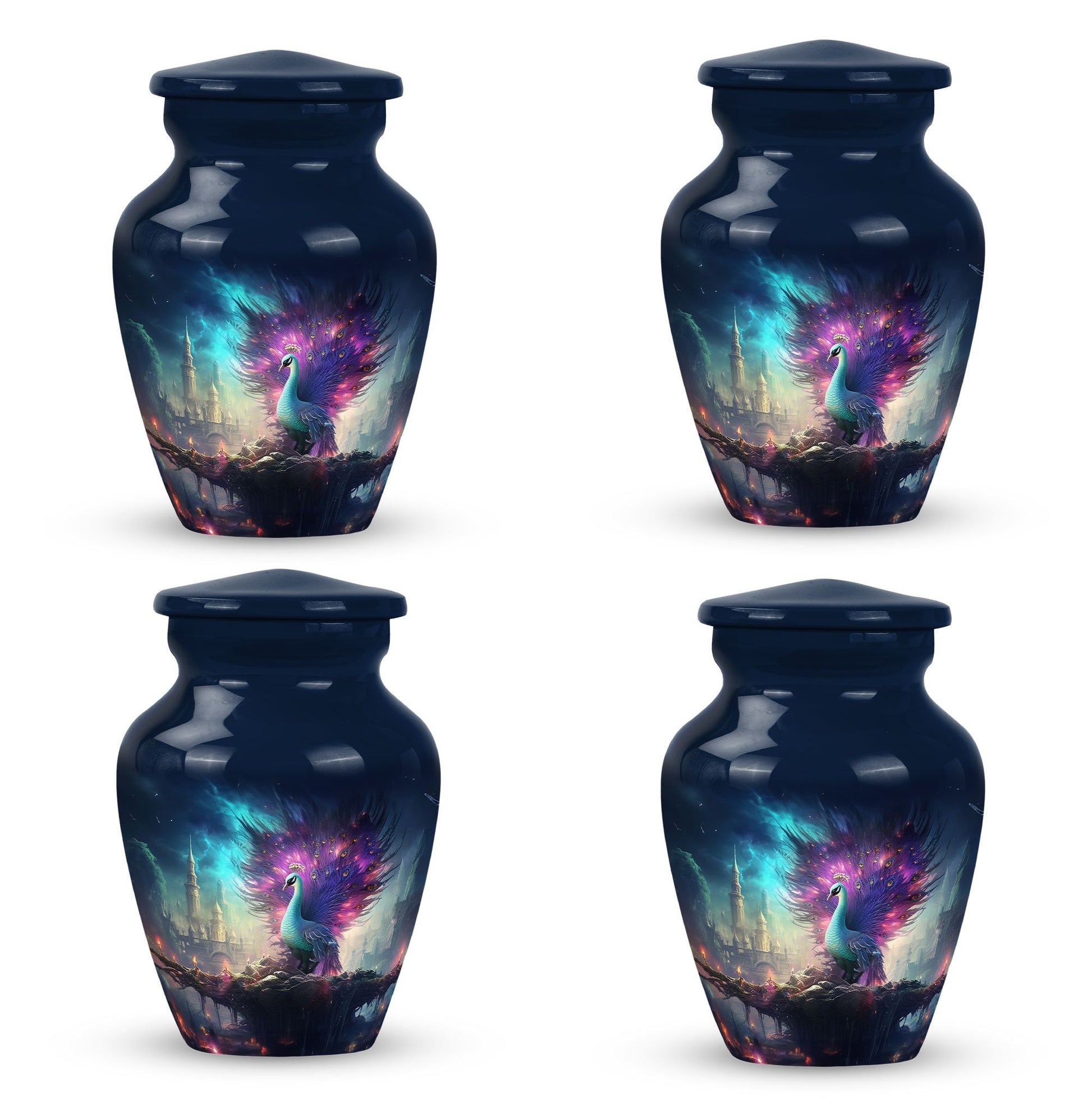 Peacock Memorial cremation urn in classic design for adults