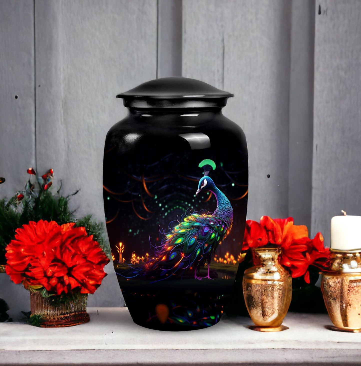 Aluminium Peacock Urn, classic design