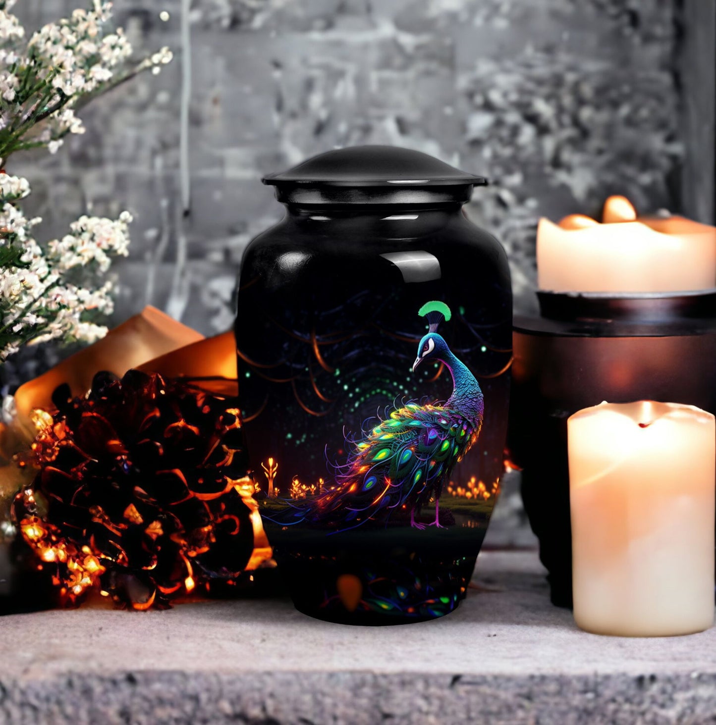 Aluminium Peacock Urn, classic design