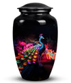 Classic Peacock Cremation Urn in Aluminium.