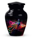 Classic Peacock Cremation Urn in Aluminium.