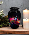 Classic Peacock Cremation Urn in Aluminium.