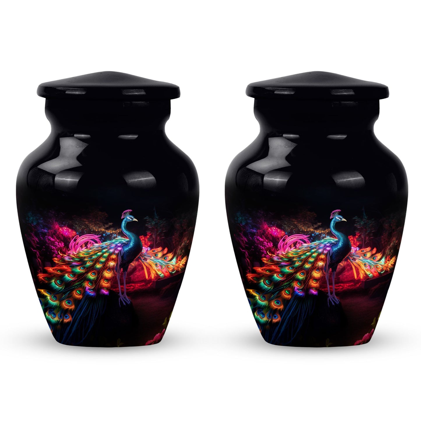 Classic Peacock Cremation Urn in Aluminium.
