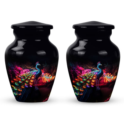 Classic Peacock Cremation Urn in Aluminium.