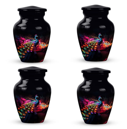 Classic Peacock Cremation Urn in Aluminium.