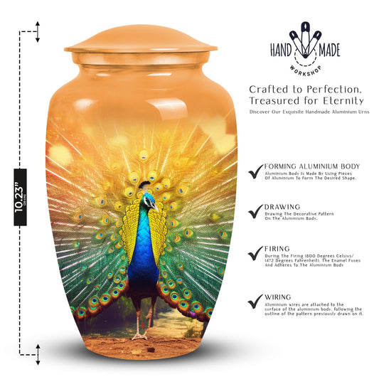 Large Classic Urn, Peacock Urns for Human Ashes.