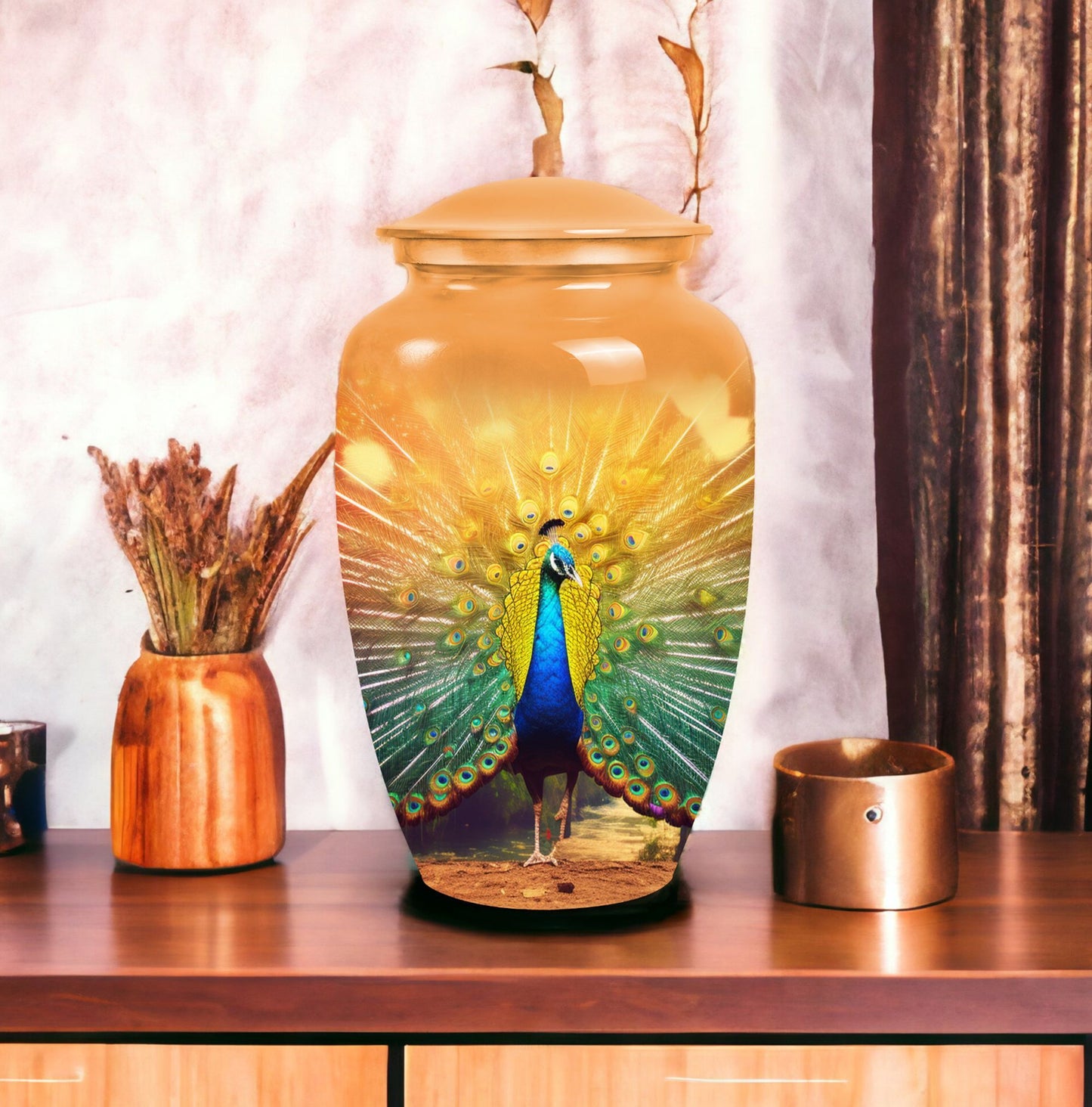 Large Classic Urn, Peacock Urns for Human Ashes.