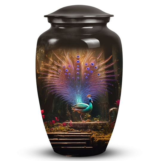 Peacock Urn for ashes classic design, personalization.