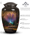 Peacock Urn for ashes classic design, personalization.