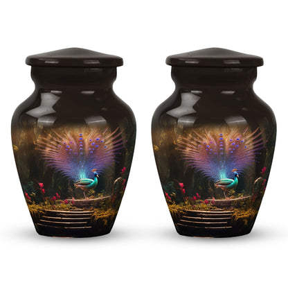 Peacock Urn for ashes classic design, personalization.