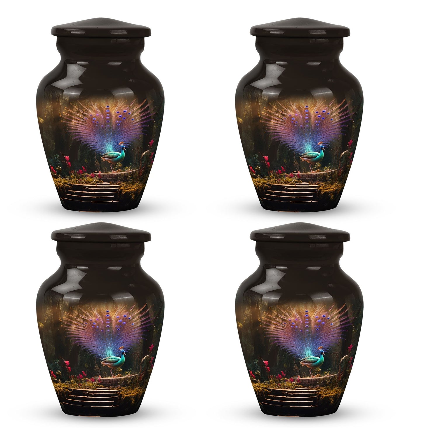 Peacock Urn for ashes classic design, personalization.
