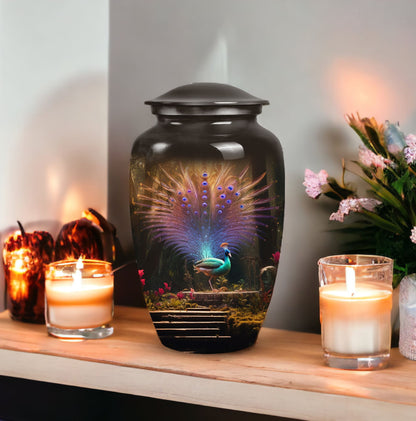 Peacock Urn for ashes classic design, personalization.