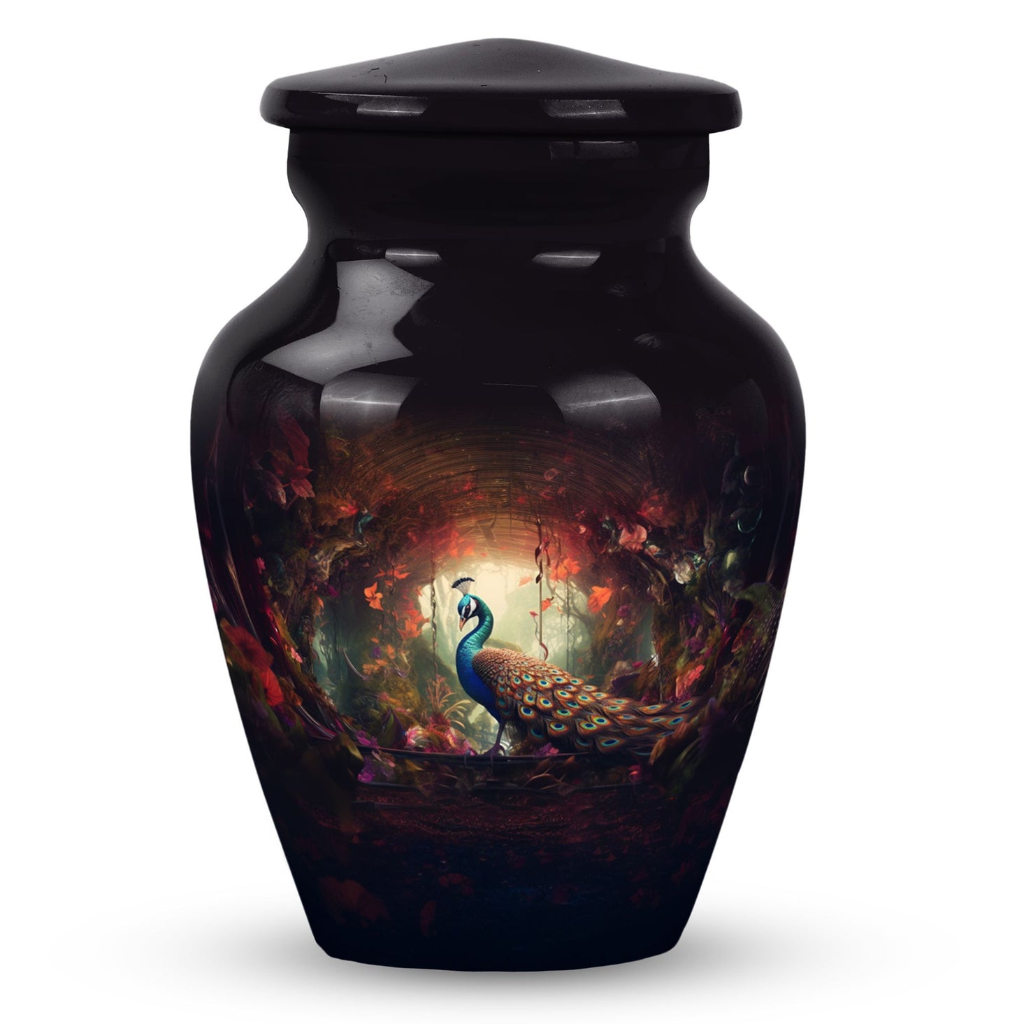 Classic 3-inch Peacock Memorial Urn made of Aluminium