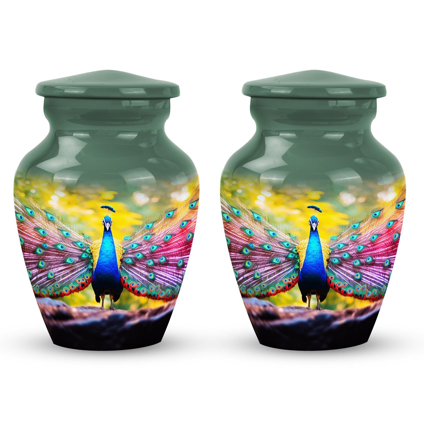 Classic Peacock Urn for Human Ashes, customizable.