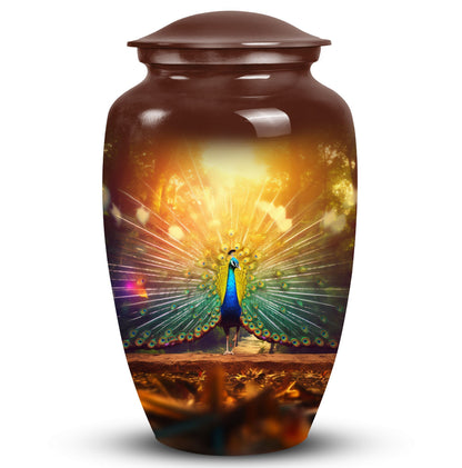 Large classic urn for ashes, peacock urn for cremation.