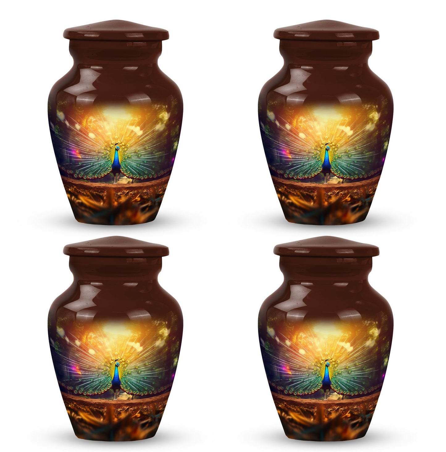 Large classic urn for ashes, peacock urn for cremation.