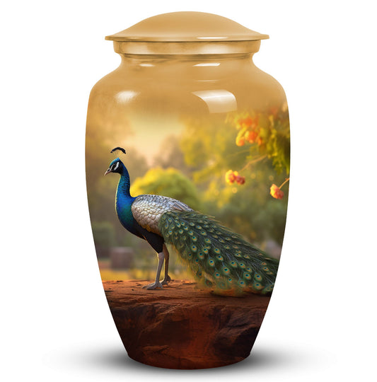 Classic Peacock Urn, a memorial gift for cremated ashes.