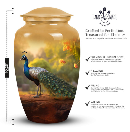 Classic Peacock Urn, a memorial gift for cremated ashes.