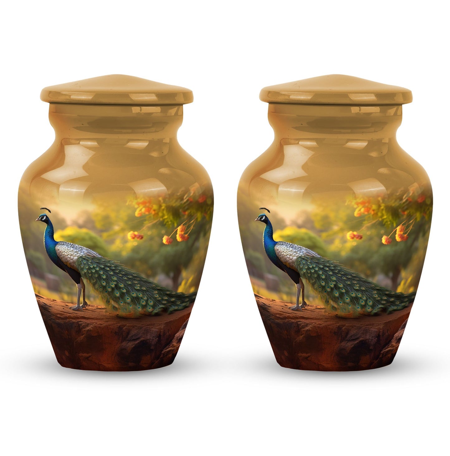 Classic Peacock Urn, a memorial gift for cremated ashes.