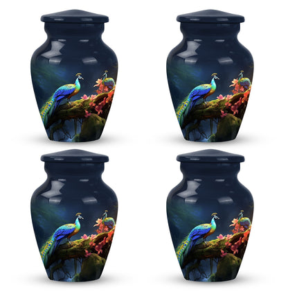 3-inch Peacock Cremation Urn, Classic design.