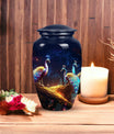 Peacock Memorial Urn, classic metal cremation urn for ashes