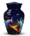 Peacock Memorial Urn, classic metal cremation urn for ashes