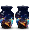 Peacock Memorial Urn, classic metal cremation urn for ashes