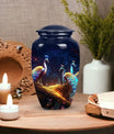Peacock Memorial Urn, classic metal cremation urn for ashes