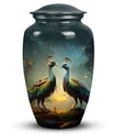 Classic large 3-inch peacock urn for human ashes.