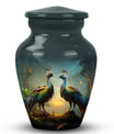 Classic large 3-inch peacock urn for human ashes.