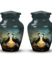Classic large 3-inch peacock urn for human ashes.