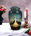 Classic large 3-inch peacock urn for human ashes.