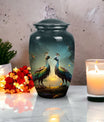 Classic large 3-inch peacock urn for human ashes.