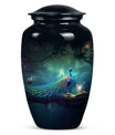 Classic peacock urn for cremation with personalized engraving