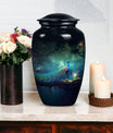 Classic peacock urn for cremation with personalized engraving
