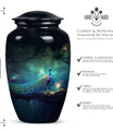 Classic peacock urn for cremation with personalized engraving