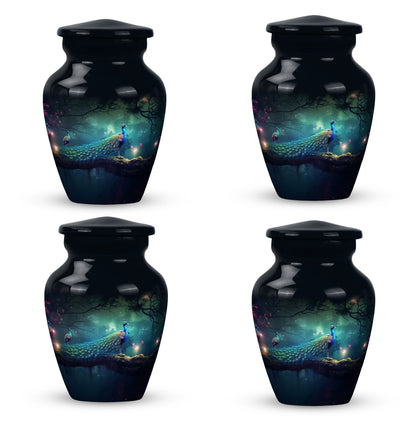 Classic peacock urn for cremation with personalized engraving